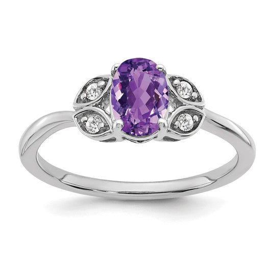 14k white gold amethyst and real diamond ring rm5760 am 006 wa