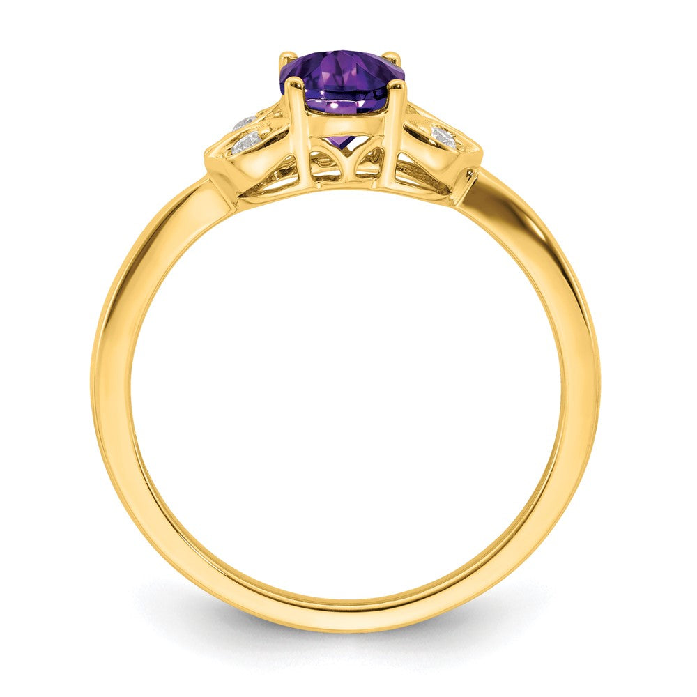 14k yellow gold amethyst and real diamond ring rm5760 am 006 ya