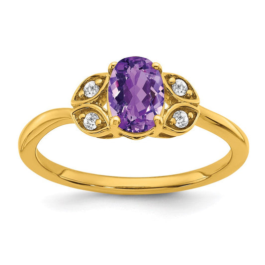 14k yellow gold amethyst and real diamond ring rm5760 am 006 ya