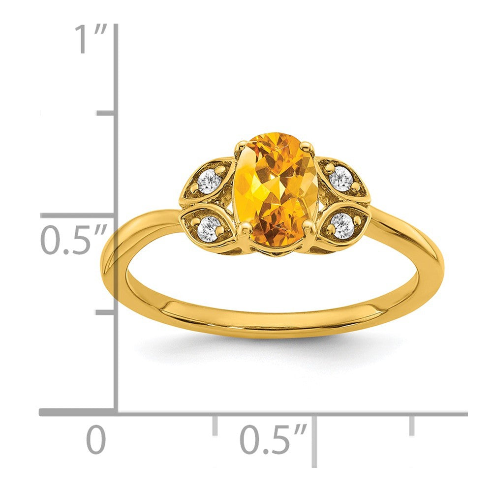 Solid 14k Yellow Gold Simulated Citrine and CZ Ring