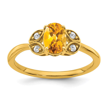 14k yellow gold citrine and real diamond ring rm5760 ci 006 ya