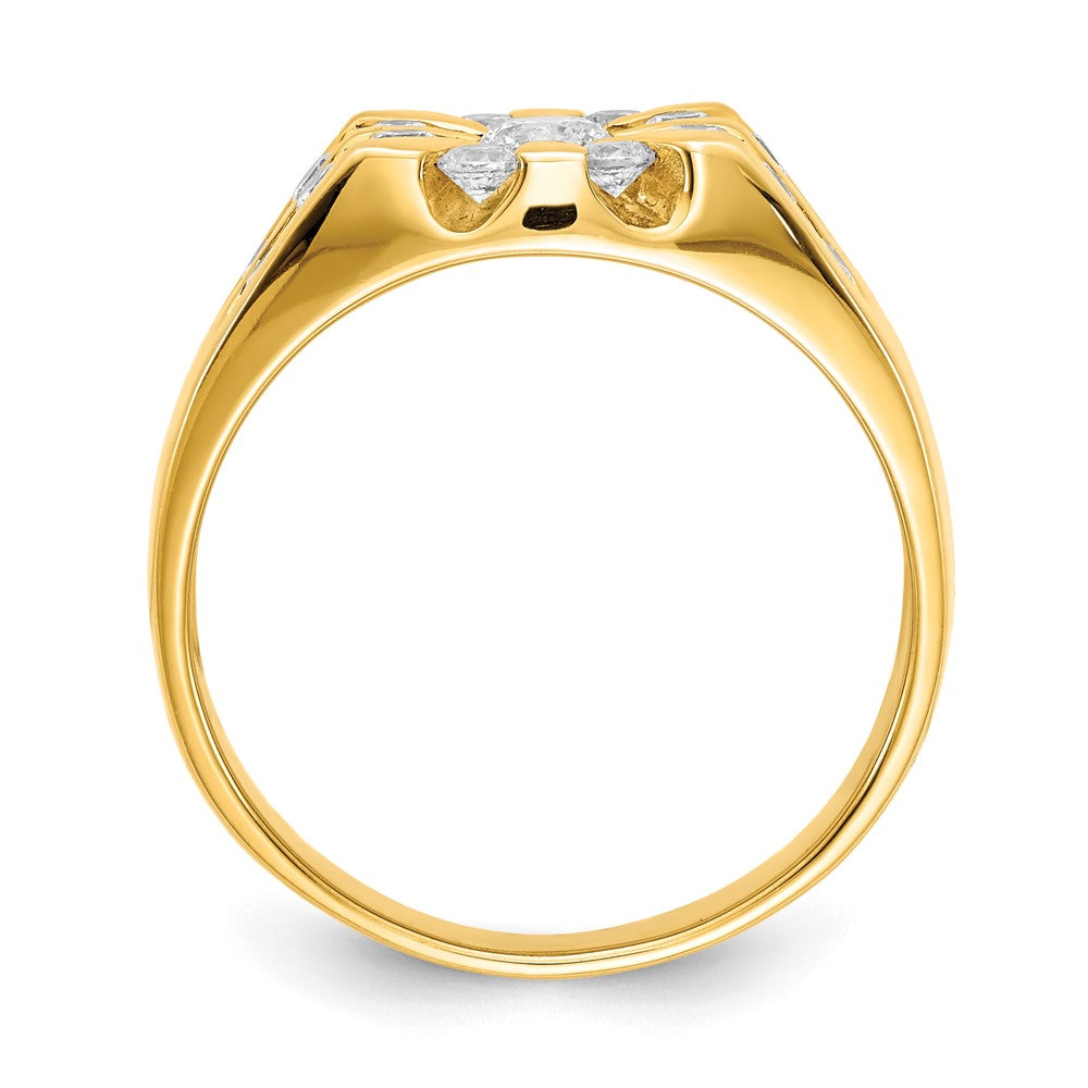 14K Yellow Gold AAA Real Diamond men's ring