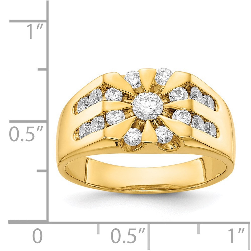 14K Yellow Gold AA Real Diamond men's ring