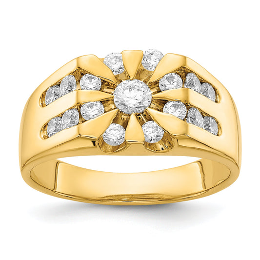 Solid 14k Yellow Gold AA Simulated CZ men's Ring