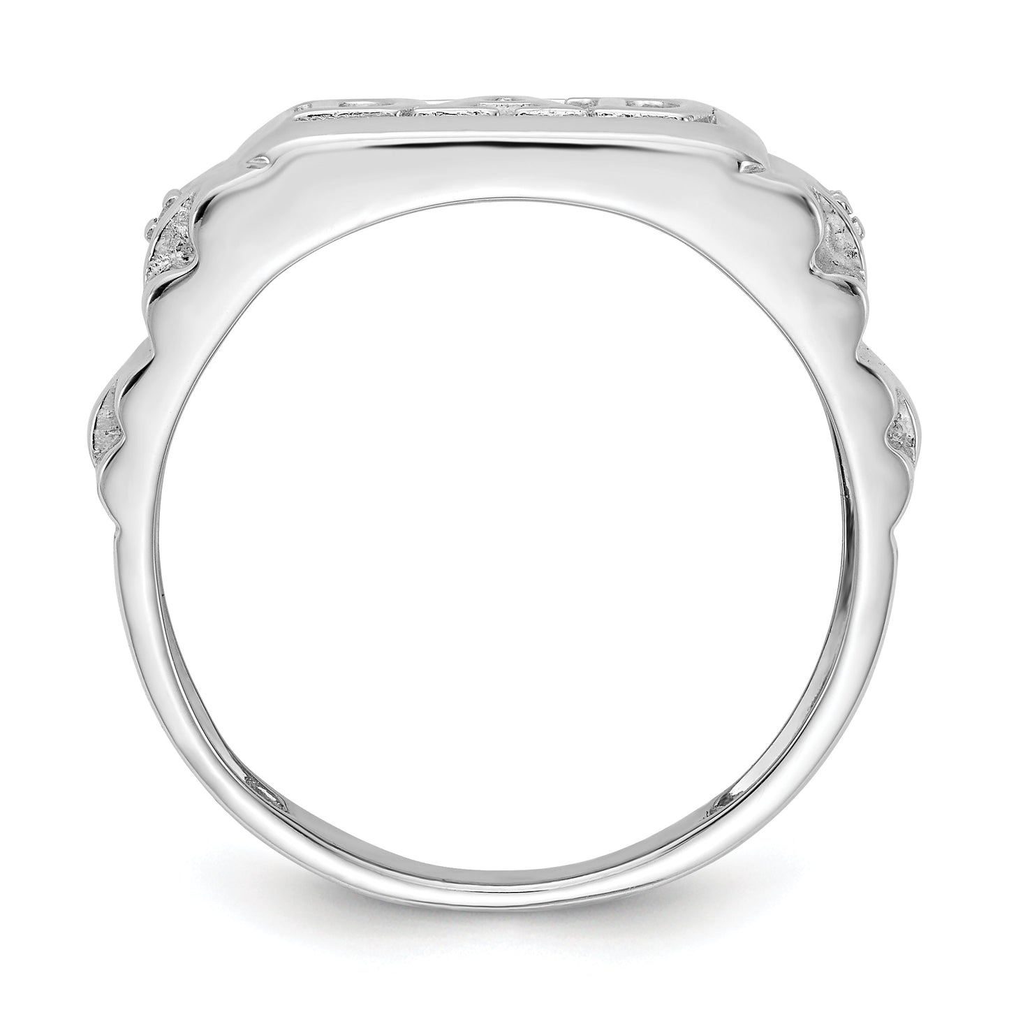 Solid 14k White Gold AA Simulated CZ men's Ring