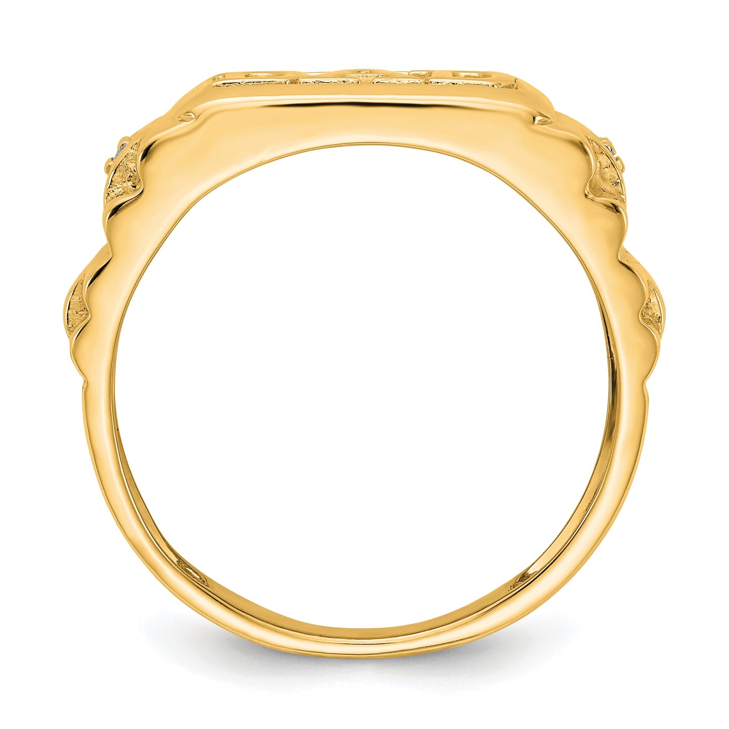 Solid 14k Yellow Gold AA Simulated CZ men's Ring