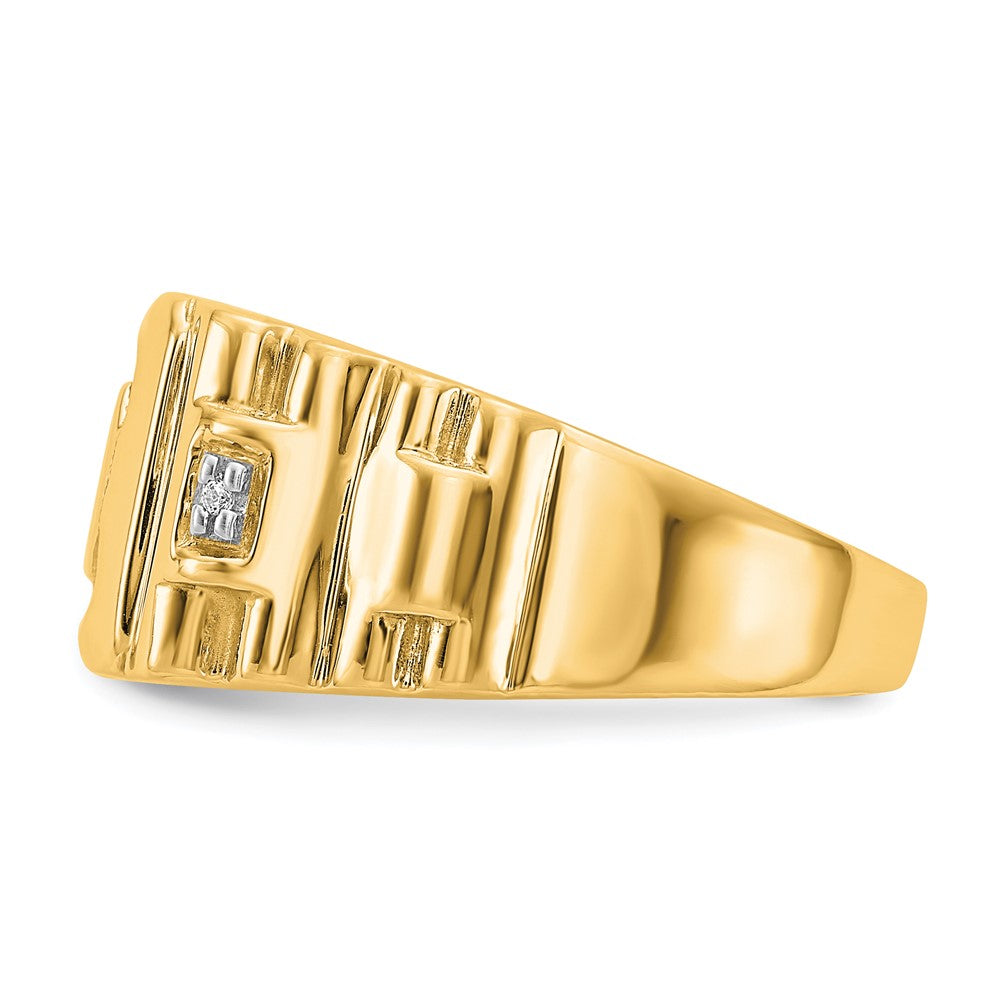 14K Yellow Gold AA Real Diamond men's ring