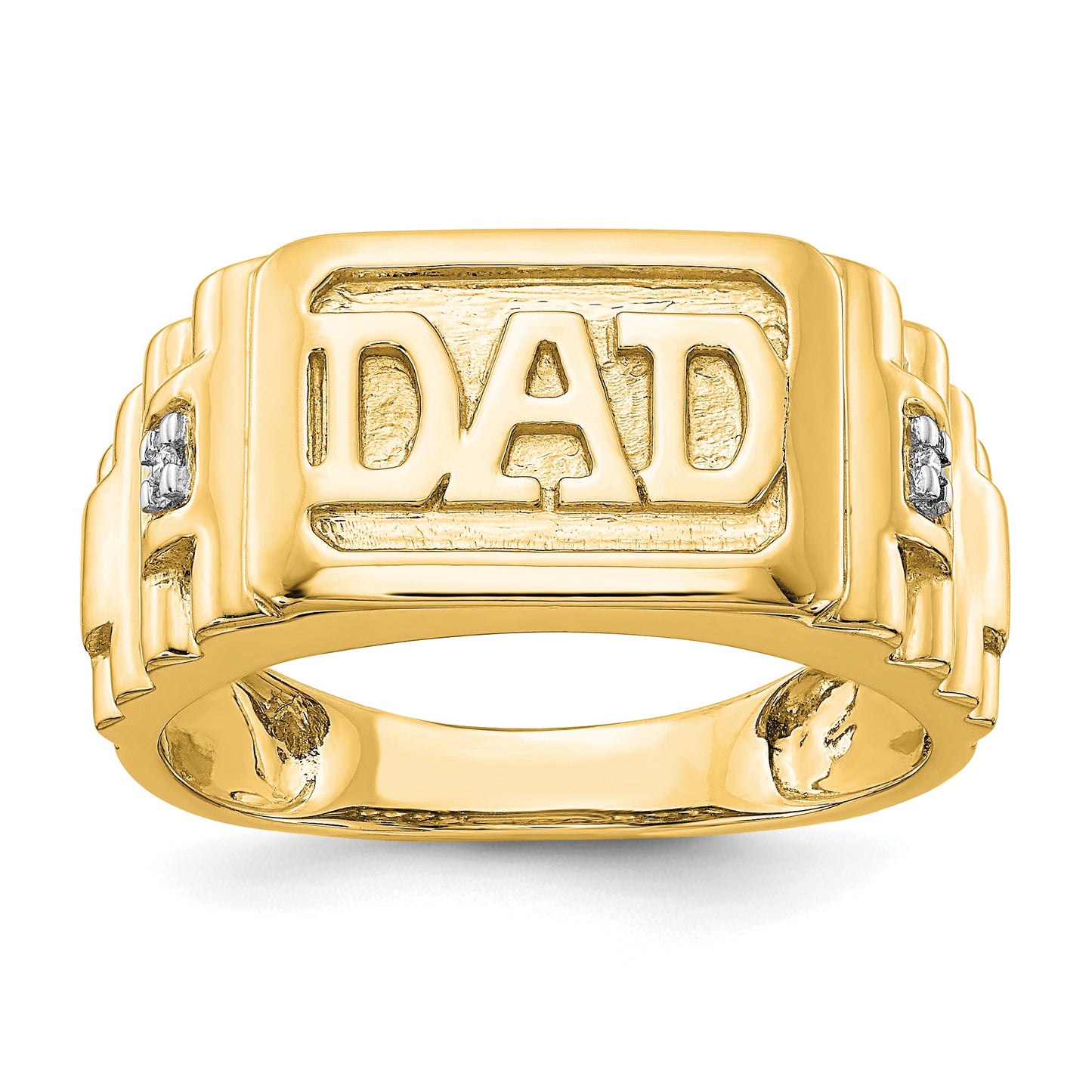 Solid 14k Yellow Gold AA Simulated CZ men's Ring