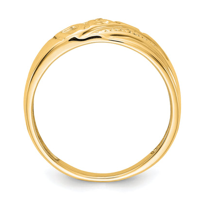 Solid 14k Yellow Gold AA Simulated CZ men's Ring