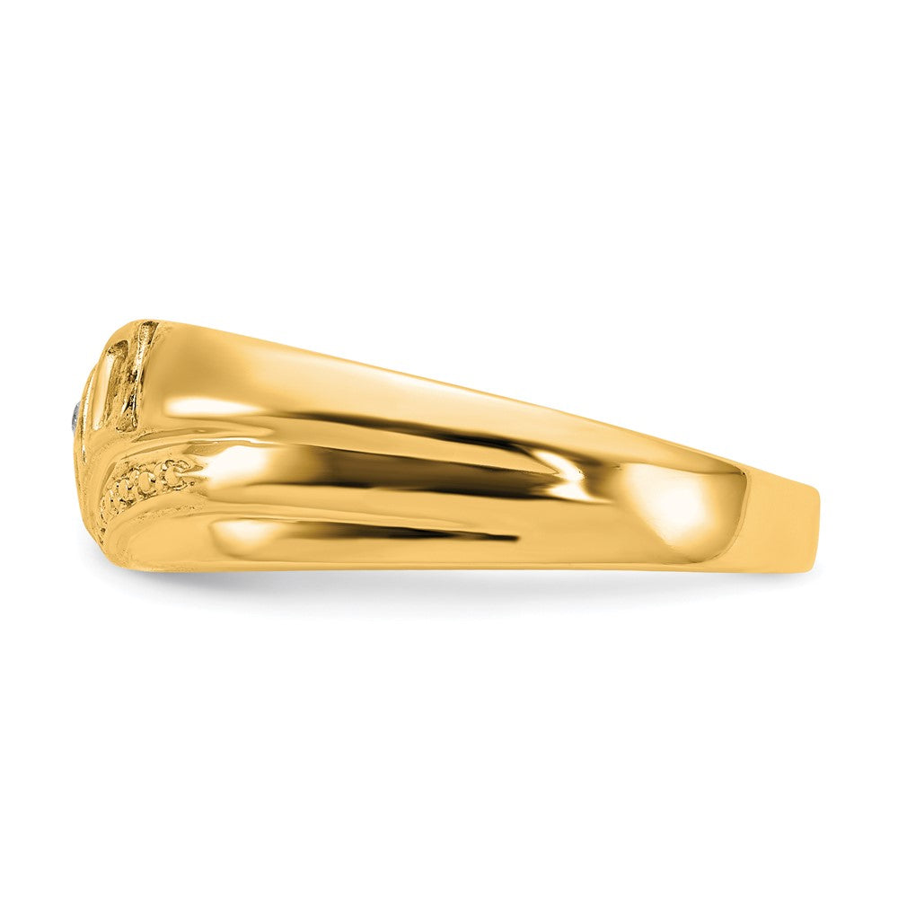 14K Yellow Gold AA Real Diamond men's ring