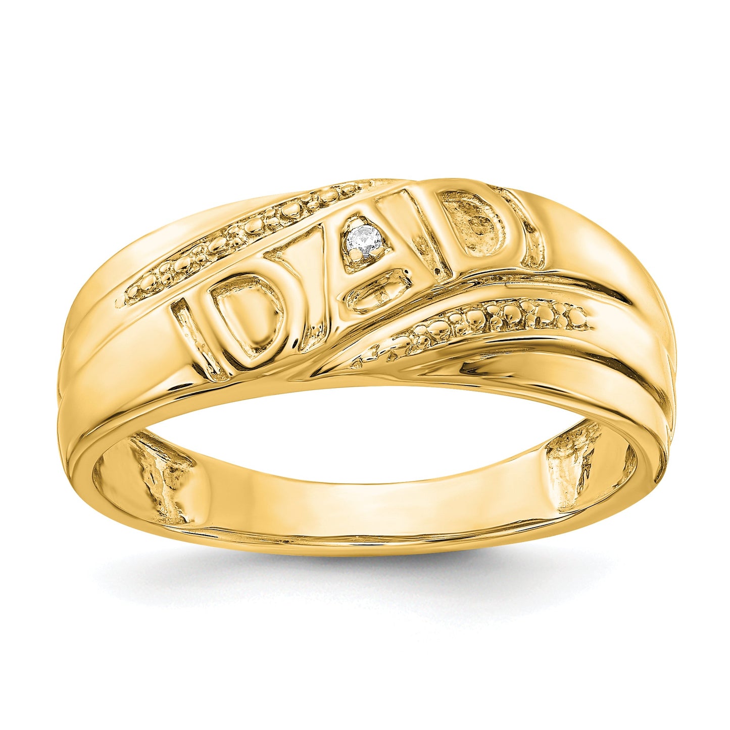 Solid 14k Yellow Gold AA Simulated CZ men's Ring