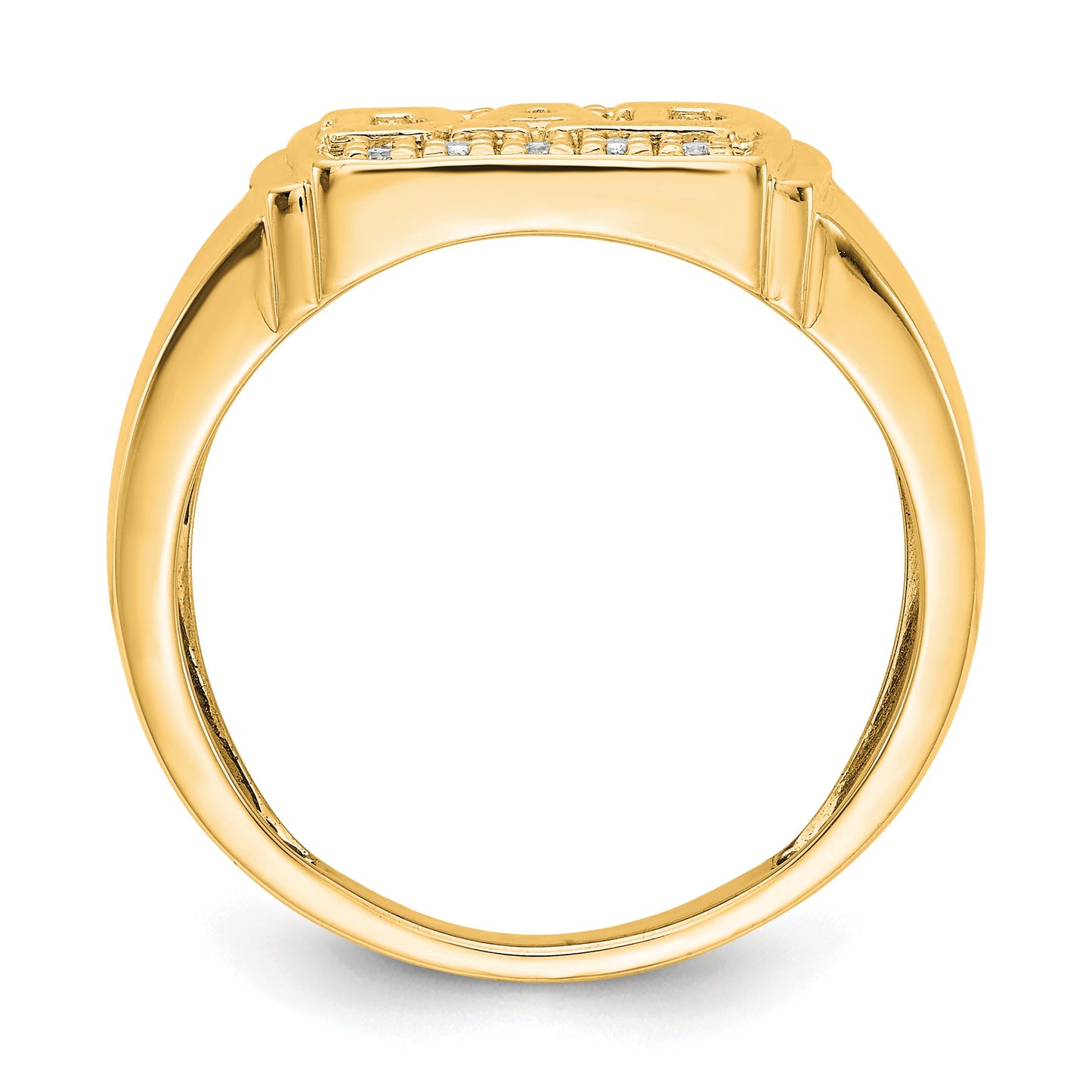 Solid 14k Yellow Gold AA Simulated CZ men's Ring