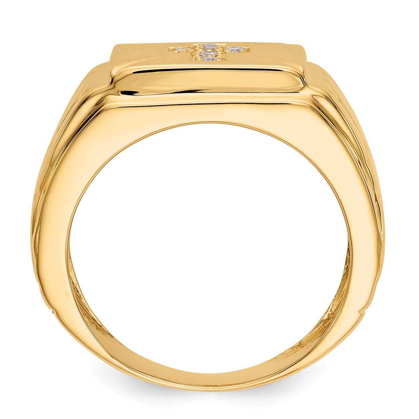 Solid 14k Yellow Gold AA Simulated CZ men's Ring