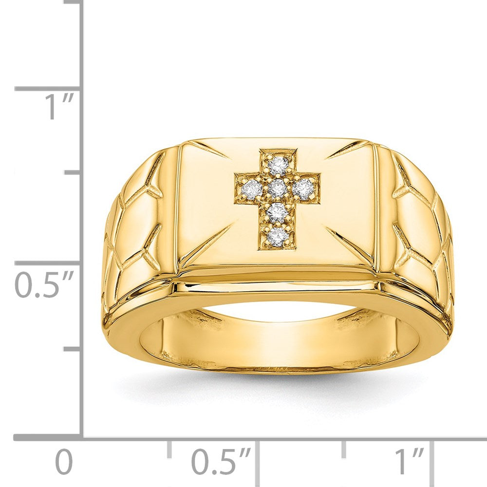 14K Yellow Gold AA Real Diamond men's ring