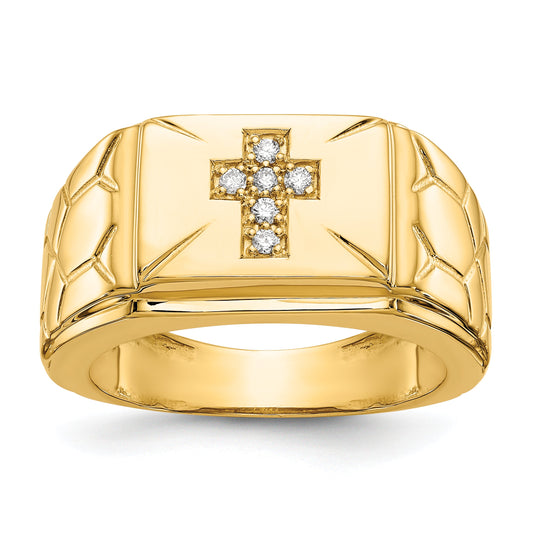 Solid 14k Yellow Gold AA Simulated CZ men's Ring