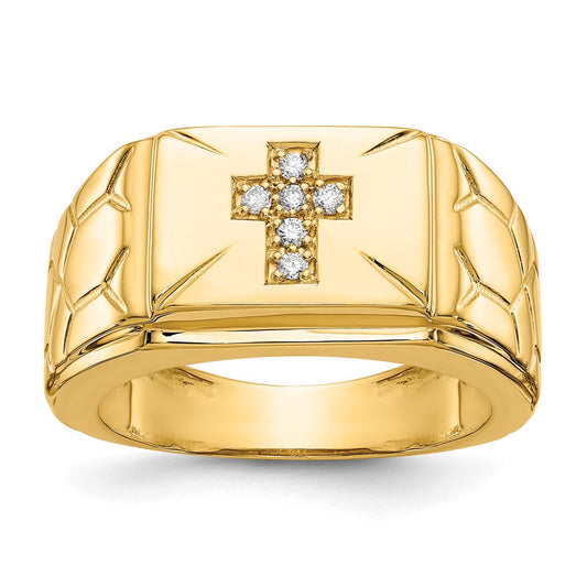 14K Yellow Gold AAA Real Diamond men's ring