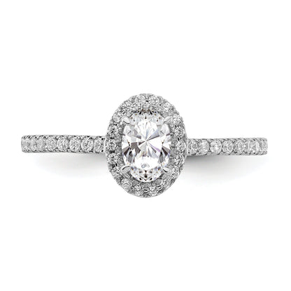 0.50ct. CZ Solid Real 14k White Gold Oval Halo Engagement Ring