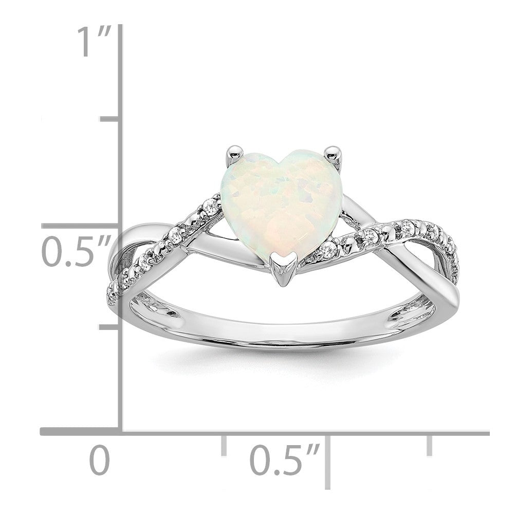 14k white gold created opal and real diamond heart ring rm5890 op 005 wa