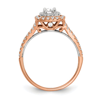 0.33ct. CZ Solid Real 14k Rose u0026 White Gold Double Halo Engagement Ring