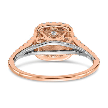 0.33ct. CZ Solid Real 14k Rose u0026 White Gold Double Halo Engagement Ring