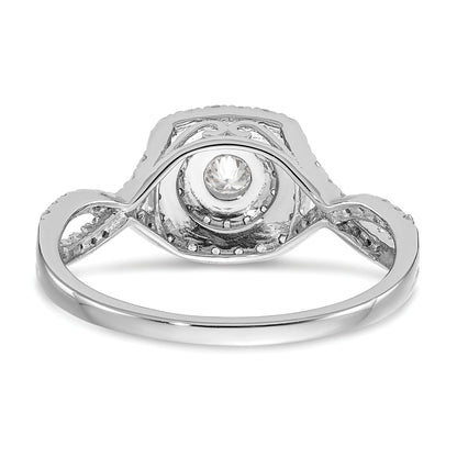 0.33ct. CZ Solid Real 14k White Gold Double Halo Engagement Ring