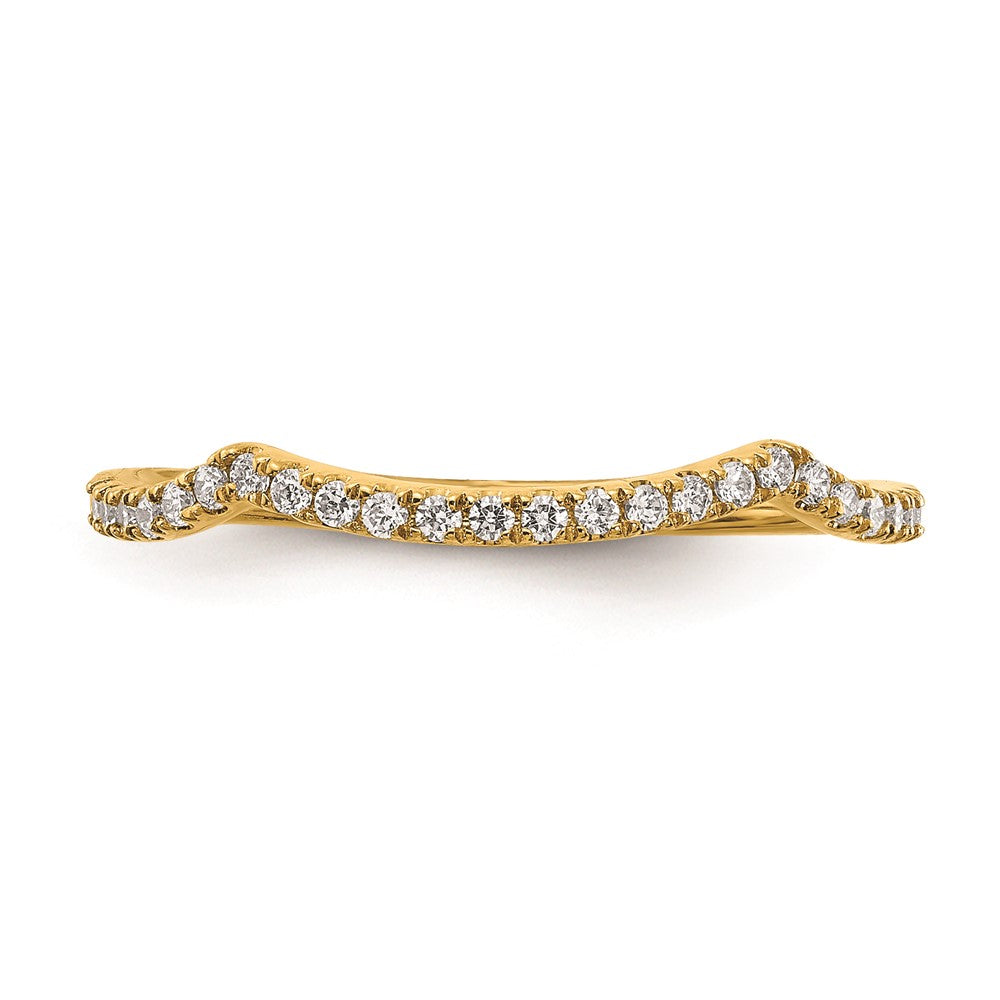 0.15ct. CZ Solid Real 14k Contoured Wedding Wedding Band Ring