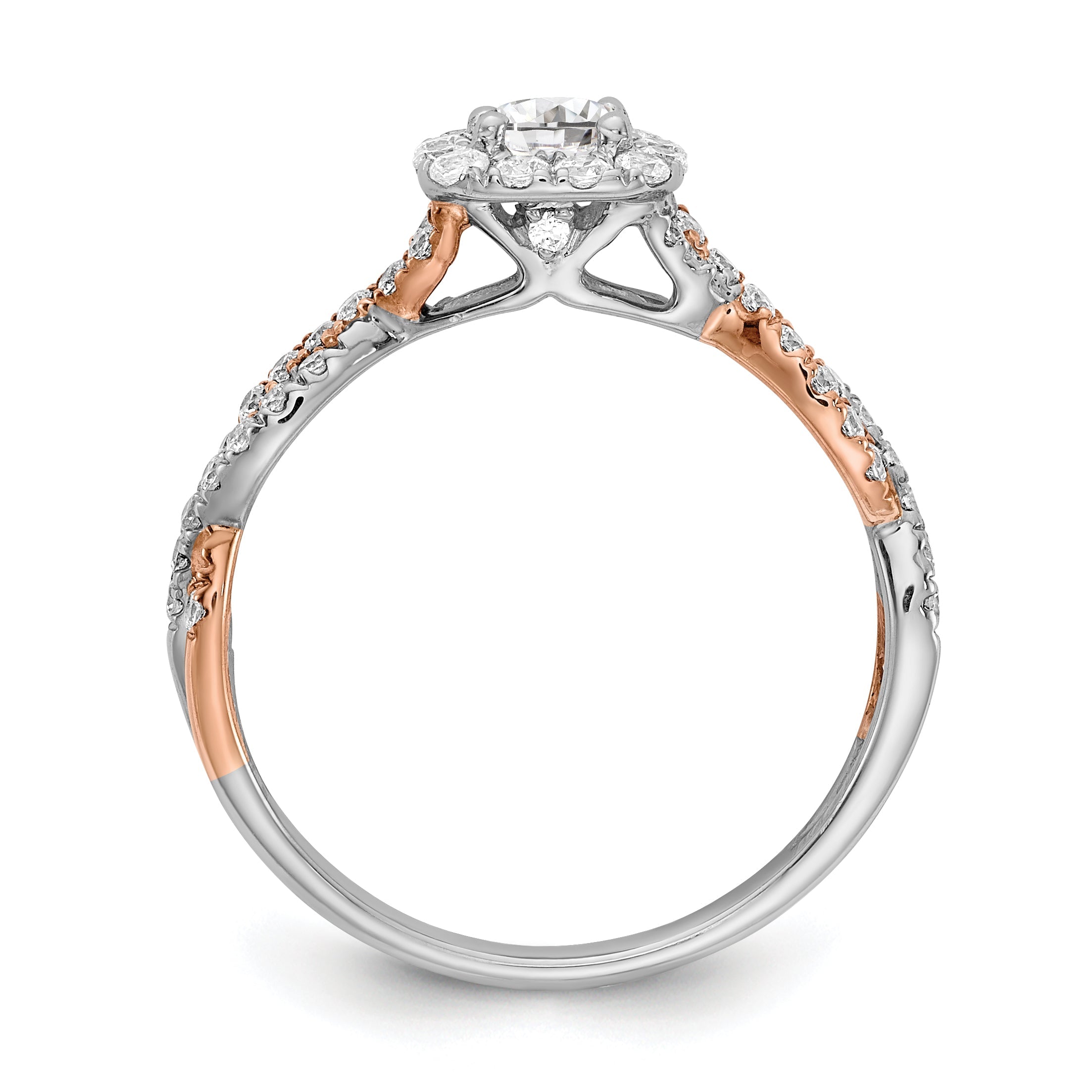 0.33ct. CZ Solid Real 14k White u0026 Rose Gold Engagement Ring