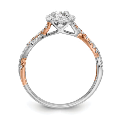 0.33ct. CZ Solid Real 14k White u0026 Rose Gold Engagement Ring