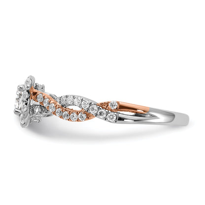 0.33ct. CZ Solid Real 14k White u0026 Rose Gold Engagement Ring
