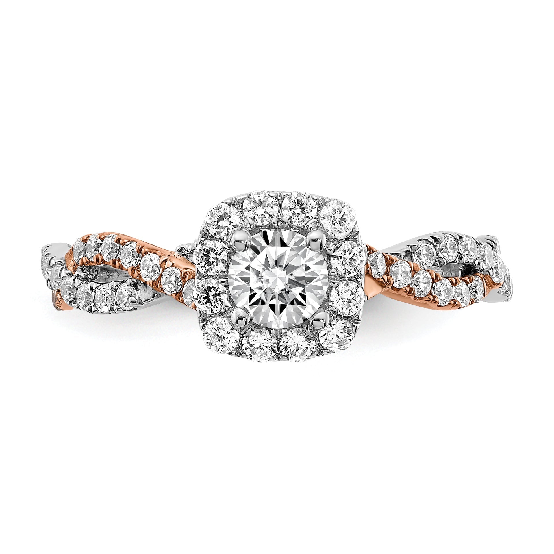 0.33ct. CZ Solid Real 14k White u0026 Rose Gold Engagement Ring