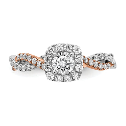 0.33ct. CZ Solid Real 14k White u0026 Rose Gold Engagement Ring