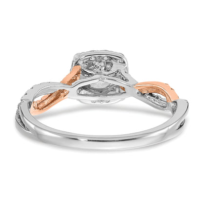 0.33ct. CZ Solid Real 14k White u0026 Rose Gold Engagement Ring