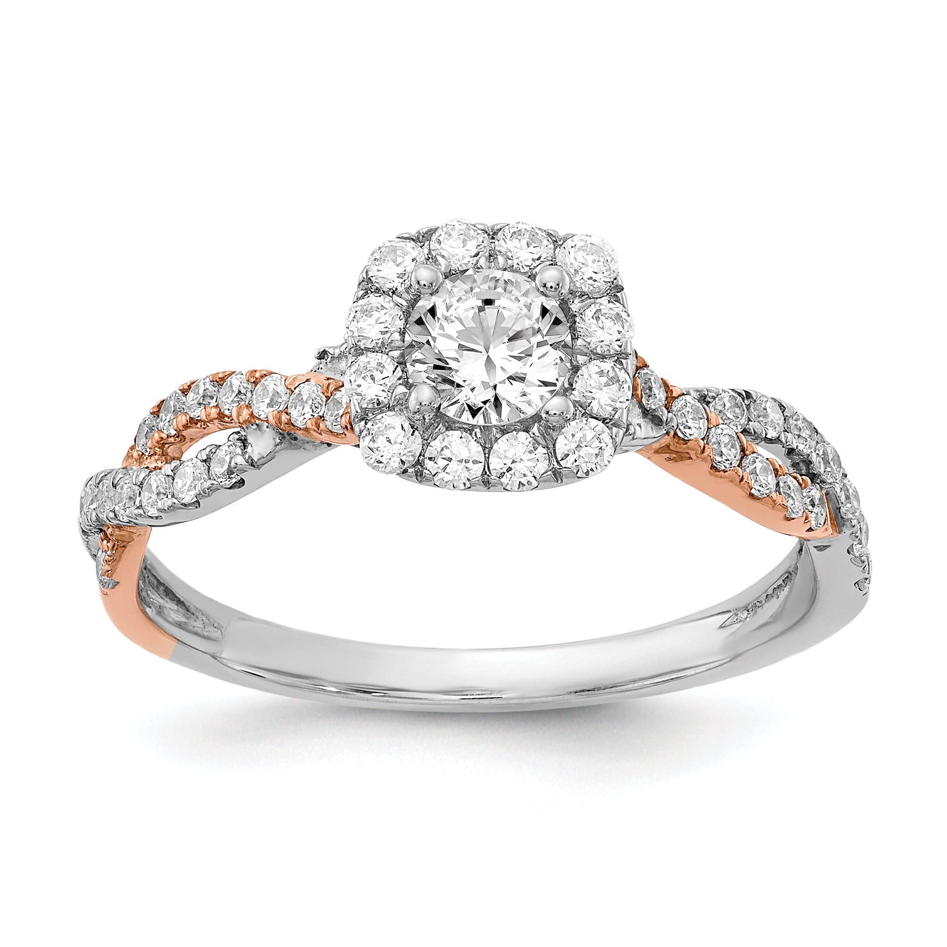 0.33ct. CZ Solid Real 14k White u0026 Rose Gold Engagement Ring