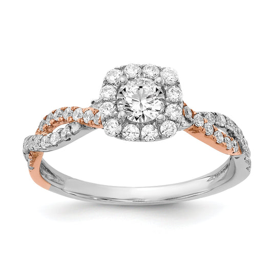 0.33ct. CZ Solid Real 14k White u0026 Rose Gold Engagement Ring