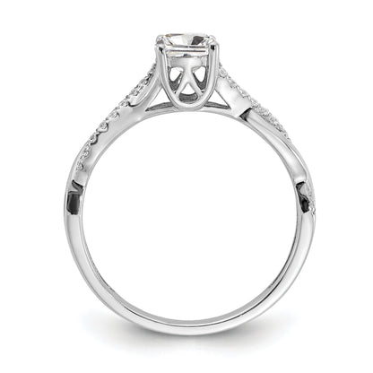 0.50ct. CZ Solid Real 14k White Gold Twist Design Engagement Ring