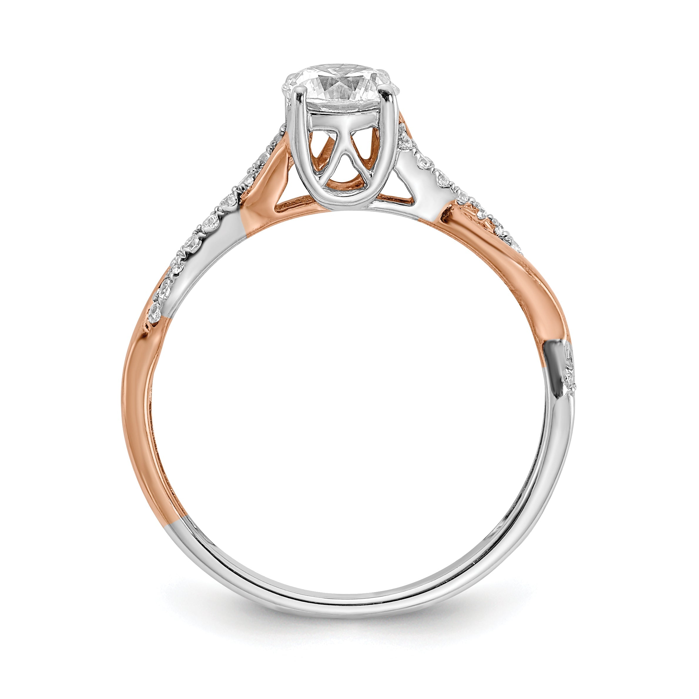 0.50ct. CZ Solid Real 14k White u0026 Rose Gold Twist Design Engagement Ring