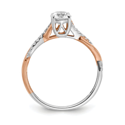 0.50ct. CZ Solid Real 14k White u0026 Rose Gold Twist Design Engagement Ring