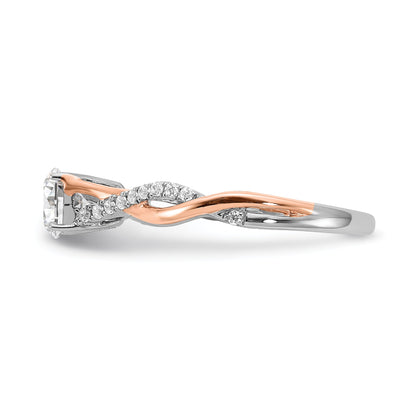 0.50ct. CZ Solid Real 14k White u0026 Rose Gold Twist Design Engagement Ring