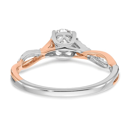 0.50ct. CZ Solid Real 14k White u0026 Rose Gold Twist Design Engagement Ring
