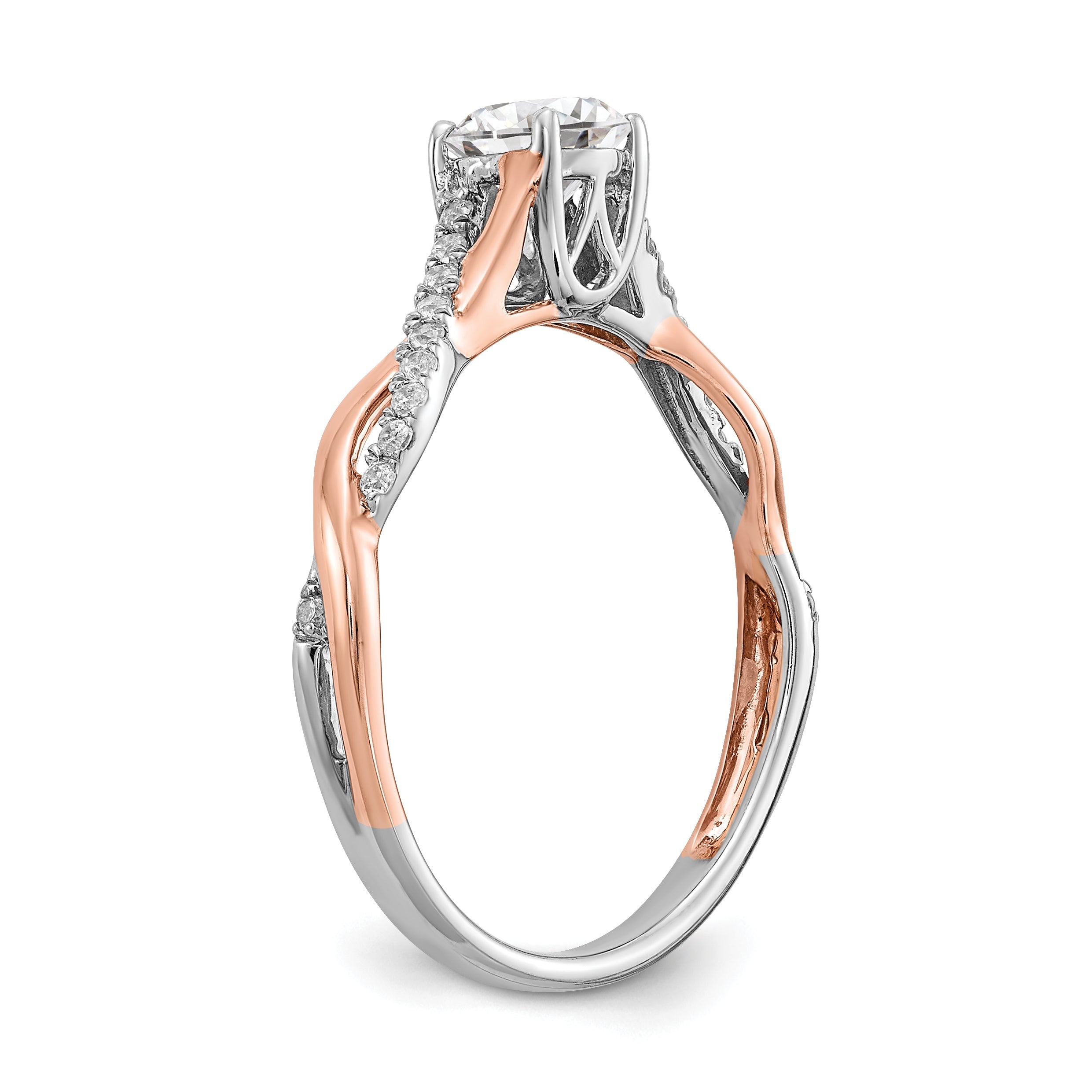 0.50ct. CZ Solid Real 14k White u0026 Rose Gold Twist Design Engagement Ring