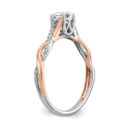 0.50ct. CZ Solid Real 14k White u0026 Rose Gold Twist Design Engagement Ring