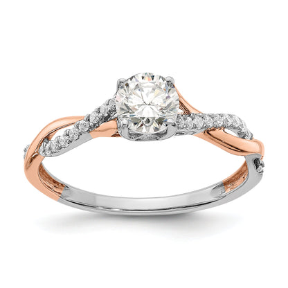 0.50ct. CZ Solid Real 14k White u0026 Rose Gold Twist Design Engagement Ring