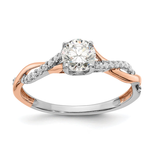 0.50ct. CZ Solid Real 14k White u0026 Rose Gold Twist Design Engagement Ring