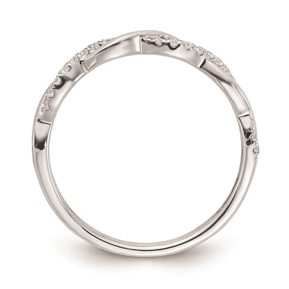 0.12ct. CZ Solid Real 14k White Gold Twist Design Wedding Wedding Band Ring