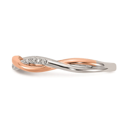 0.08ct. CZ Solid Real 14k White & Rose Gold Wedding Wedding Band Ring