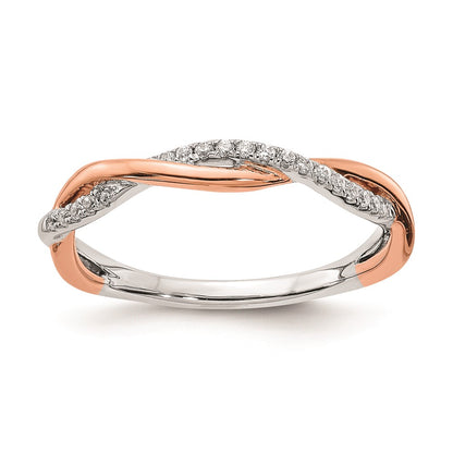 0.08ct. CZ Solid Real 14k White & Rose Gold Wedding Wedding Band Ring