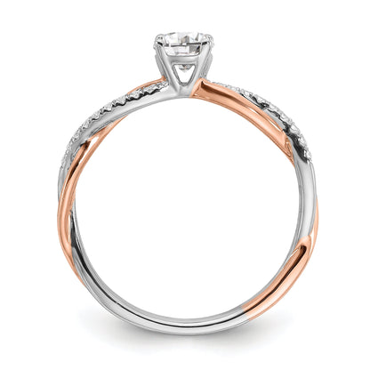0.40ct. CZ Solid Real 14k White u0026 Rose Gold Engagement Ring