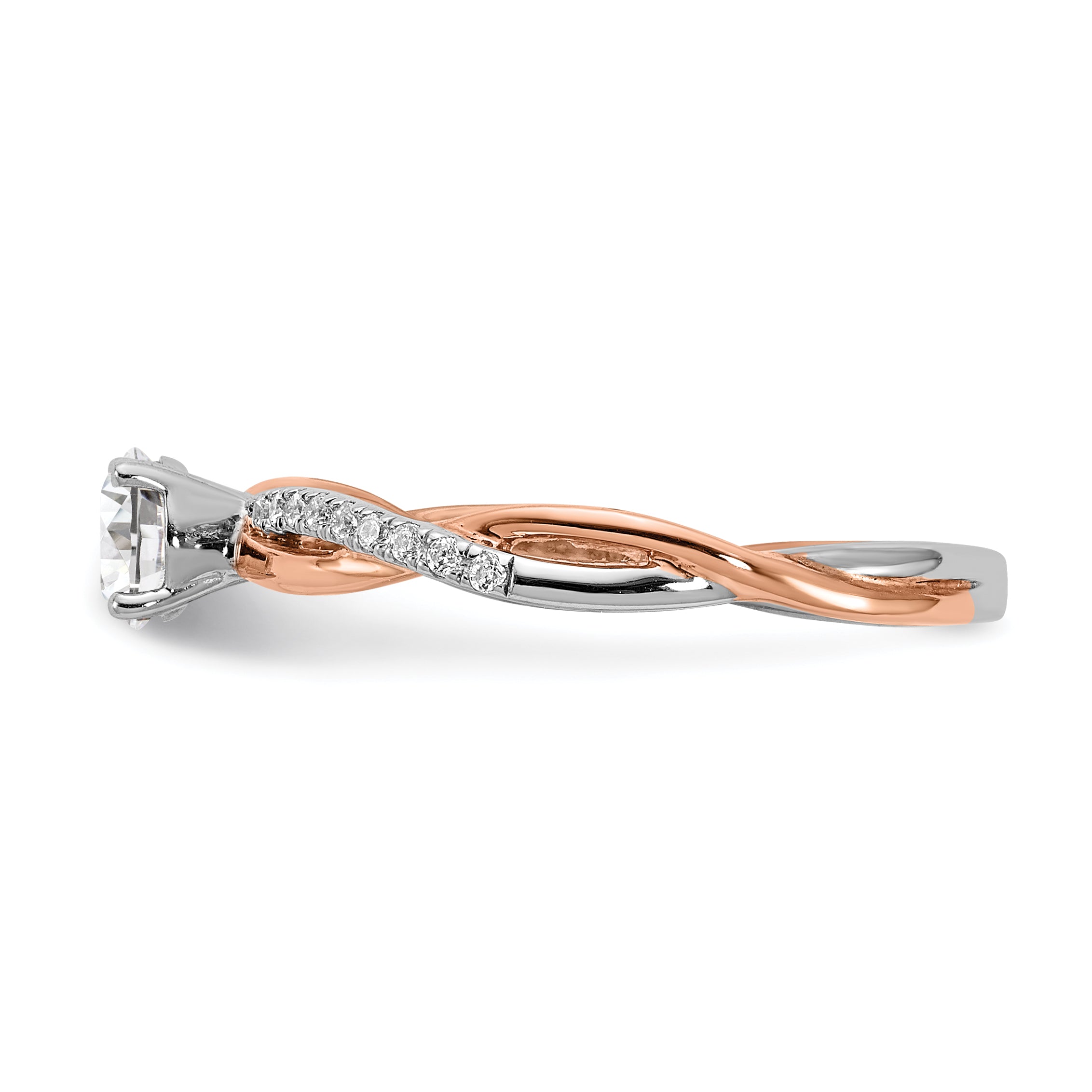 0.40ct. CZ Solid Real 14k White u0026 Rose Gold Engagement Ring