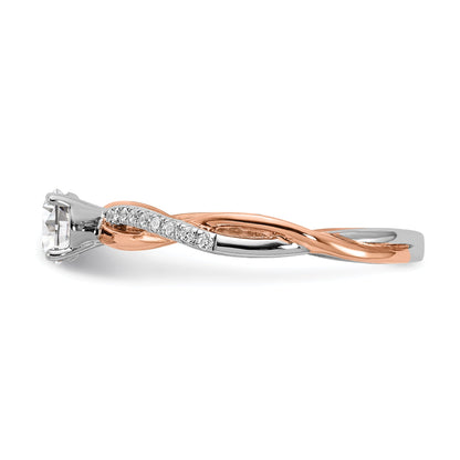 0.40ct. CZ Solid Real 14k White u0026 Rose Gold Engagement Ring