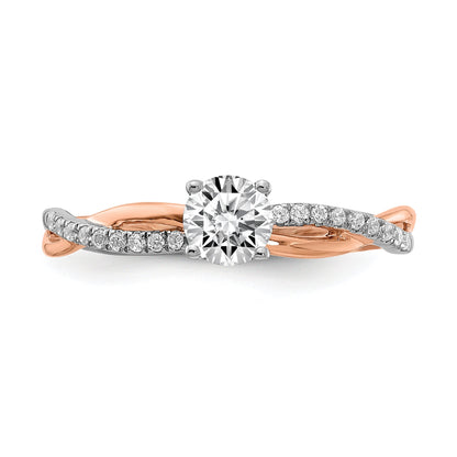 0.40ct. CZ Solid Real 14k White u0026 Rose Gold Engagement Ring